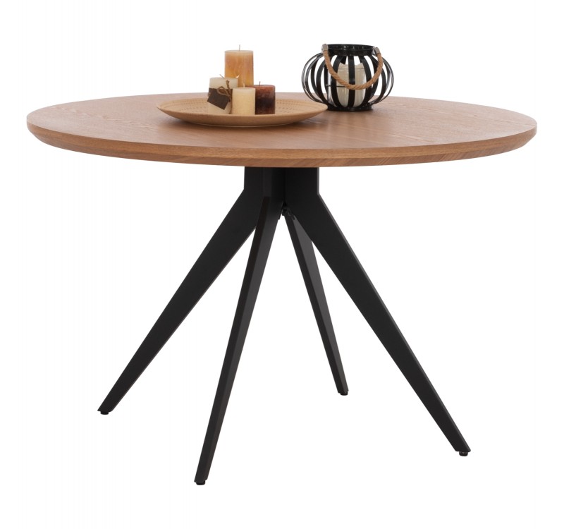 ΤΡΑΠΕΖΙ ΤΡΑΠΕΖΑΡΙΑΣ ΣΤΡΟΓΓΥΛΟ ΜΕ ΚΑΠΛΑΜΑ ΔΡΥΟΣ ΡΟΥΣΤΙΚ ΣΤΥΛ Φ120x75Υ εκ.HM9307.01