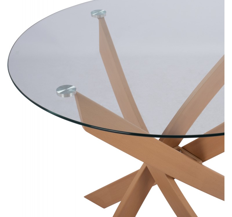 ΤΡΑΠΕΖΙ ΤΡΑΠΕΖΑΡΙΑΣ ΣΤΡΟΓΓΥΛΟ JADA ΜΕΤΑΛΛΙΚΑ ΠΟΔΙΑ ΜΕ ΥΦΗ ΞΥΛΟΥ ΚΑΙ ΓΥΑΛΙ Φ120X75Y εκ.HM8733.02