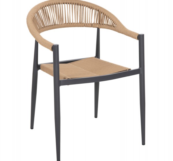 ΠΟΛΥΘΡΟΝΑ ΑΛΟΥΜΙΝΙΟΥ GRET HM5854.02 ΑΝΘΡΑΚΙ PΕ RATTAN ΜΠΕΖ 56x55,5x78Υ εκ.