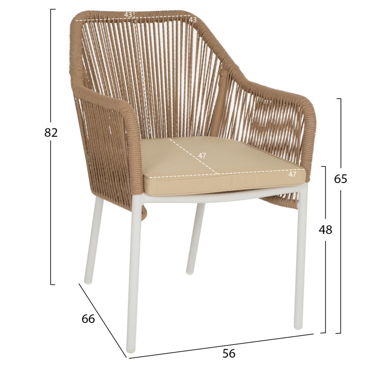 ΠΟΛΥΘΡΟΝΑ ΑΛΟΥΜΙΝΙΟΥ LOKKI HM5855.01 ΛΕΥΚΟ ΜΕ ΣΧΟΙΝΙ WICKER PE ΜΠΕΖ 56x66x82Υ εκ.