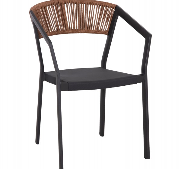 ΠΟΛΥΘΡΟΝΑ ΑΛΟΥΜΙΝΙΟΥ HM5891.01 ΑΝΘΡΑΚΙ ΣΚΕΛΕΤΟΣ&TEXTLINE-ΜΠΕΖ RATTAN 57x53x80Υ εκ.