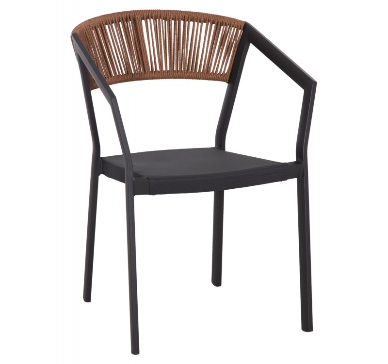 ΠΟΛΥΘΡΟΝΑ ΑΛΟΥΜΙΝΙΟΥ HM5891.01 ΑΝΘΡΑΚΙ ΣΚΕΛΕΤΟΣ&TEXTLINE-ΜΠΕΖ RATTAN 57x53x80Υ εκ.