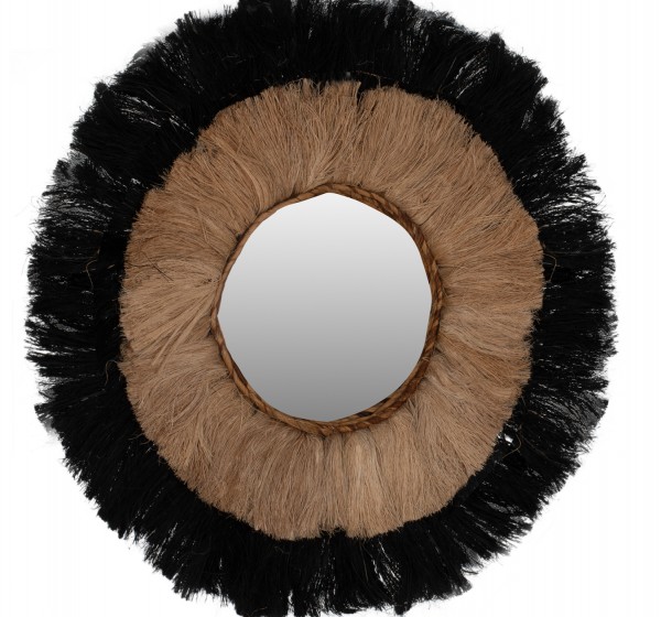 ΚΑΘΡΕΠΤΗΣ ΤΟΙΧΟΥ ΣΤΡΟΓΓΥΛΟΣ ΑΠΟ ΙΝΕΣ ΚΑΝΝΑΒΗΣ ΜΑΝΙΛΑΣ ΣΕ ΧΡΩΜΑ ΦΥΣΙΚΟ ΜΑΥΡΟ 70x4x70Υεκ.HM7737