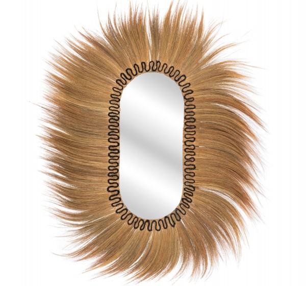 ΚΑΘΡΕΠΤΗΣ ΤΟΙΧΟΥ ΟΒΑΛ ΙΝΕΣ RAYUNG GRASS ΣΕ ΧΡΩΜΑ ΦΥΣΙΚΟ ΜΑΥΡΟ 110x5x160Yεκ.HM7803