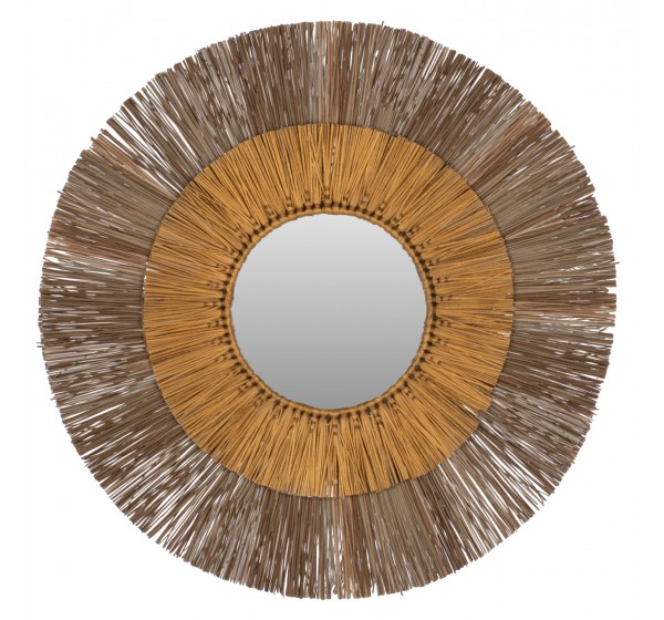 ΚΑΘΡΕΠΤΗΣ ΤΟΙΧΟΥ ΣΤΡΟΓΓΥΛΟΣ ΠΛΑΙΣΙΟ MENDONG GRASS ΣΕ ΧΡΩΜΑ ΦΥΣΙΚΟ ΧΡΥΣΟ Φ70εκ.HM7800