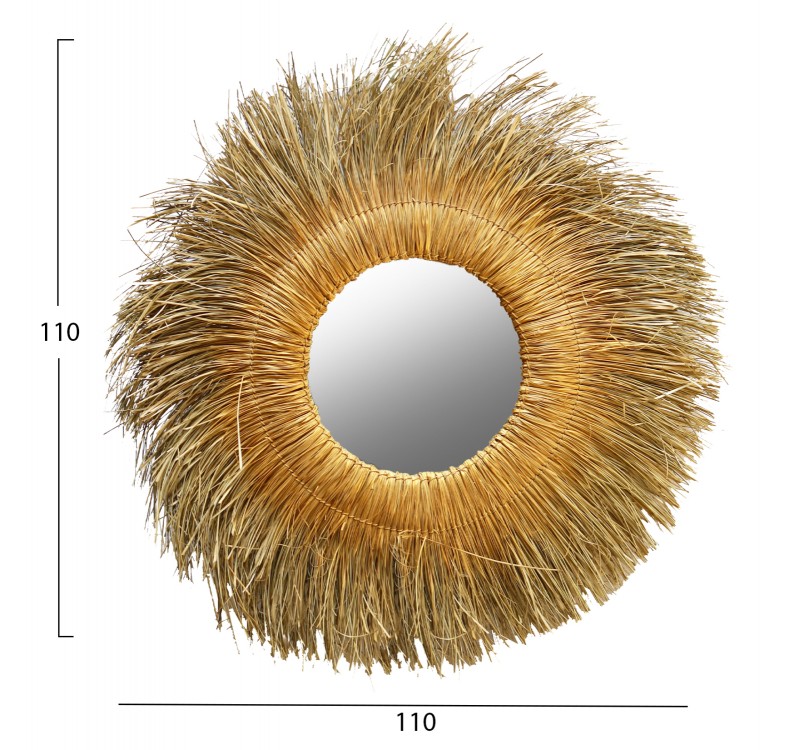 ΚΑΘΡΕΠΤΗΣ ΤΟΙΧΟΥ ΣΤΡΟΓΓΥΛΟΣ ME PANDAN GRASS ΧΡΩΜΑ ΦΥΣΙΚΟ-ΧΡΥΣΟ 110x5x110Yεκ.HM7743