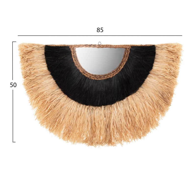 ΚΑΘΡΕΠΤΗΣ ΤΟΙΧΟΥ ΗΜΙΚΥΚΛΙΚΟΣ ΜΕ ΣΙΖΑΛ & ΑΜΠΑΚΑ ΧΡΩΜΑ ΦΥΣΙΚΟ ΜΑΥΡΟ 85x3x50Yεκ.HM7799