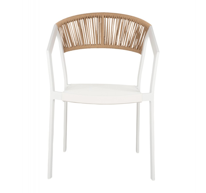 ΠΟΛΥΘΡΟΝΑ ΑΛΟΥΜΙΝΙΟΥ MIRI HM5891.02 ΛΕΥΚΟΣ ΣΚΕΛΕΤΟΣ&TEXTLINE-ΜΠΕΖ RATTAN 56x60x81,5Υ εκ.