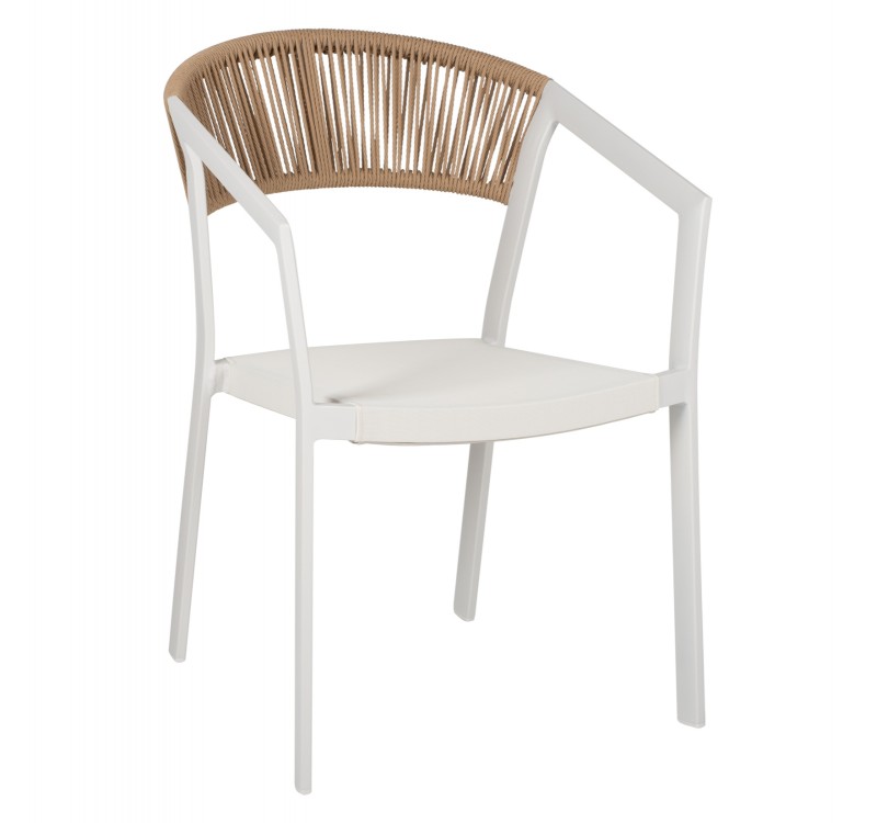 ΠΟΛΥΘΡΟΝΑ ΑΛΟΥΜΙΝΙΟΥ MIRI HM5891.02 ΛΕΥΚΟΣ ΣΚΕΛΕΤΟΣ&TEXTLINE-ΜΠΕΖ RATTAN 56x60x81,5Υ εκ.