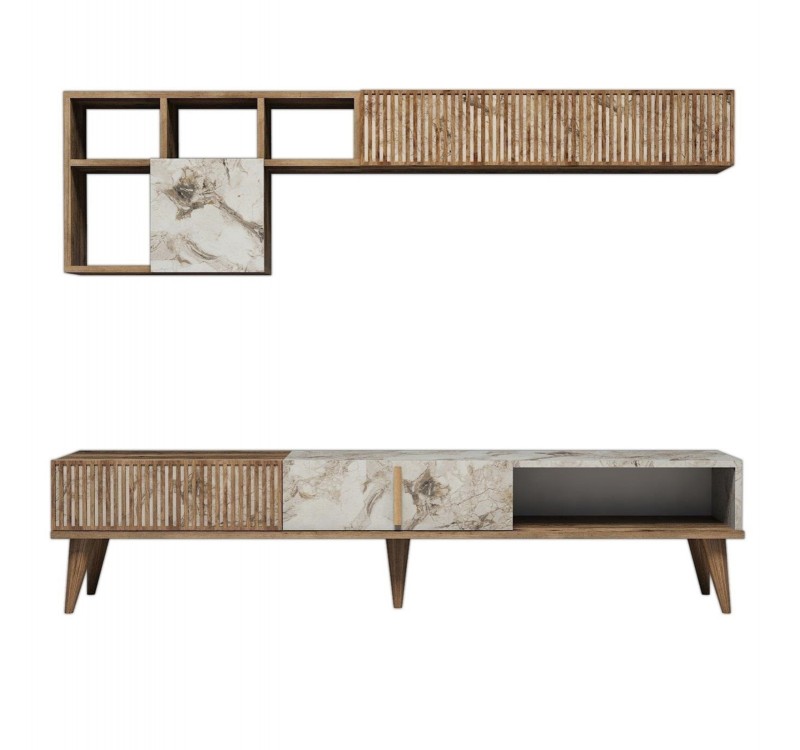 ΣΥΝΘΕΣΗ ΤΗΛΕΟΡΑΣΗΣ ΜΕΛΑΜΙΝΗ ΣΕ ΚΑΡΥΔΙ ΚΑΙ ΛΕΥΚΟ ΜΑΡΜΑΡΟ 180x35x40Υεκ.HM9438.01