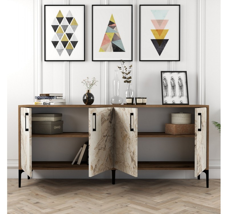 ΜΠΟΥΦΕΣ ΜΕΛΑΜΙΝΗΣ ΕΦΕ ΕΚΡΟΥ ΜΑΡΜΑΡΟ ΚΑΙ ΚΑΡΥΔΙ 180x35x78Υεκ.HM9428.02