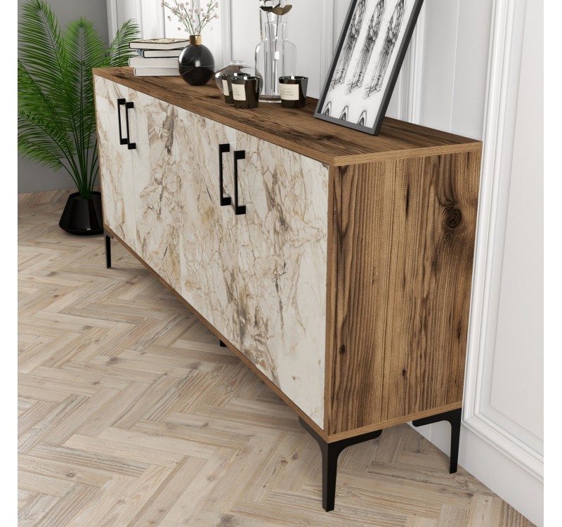 ΜΠΟΥΦΕΣ ΜΕΛΑΜΙΝΗΣ ΕΦΕ ΕΚΡΟΥ ΜΑΡΜΑΡΟ ΚΑΙ ΚΑΡΥΔΙ 180x35x78Υεκ.HM9428.02