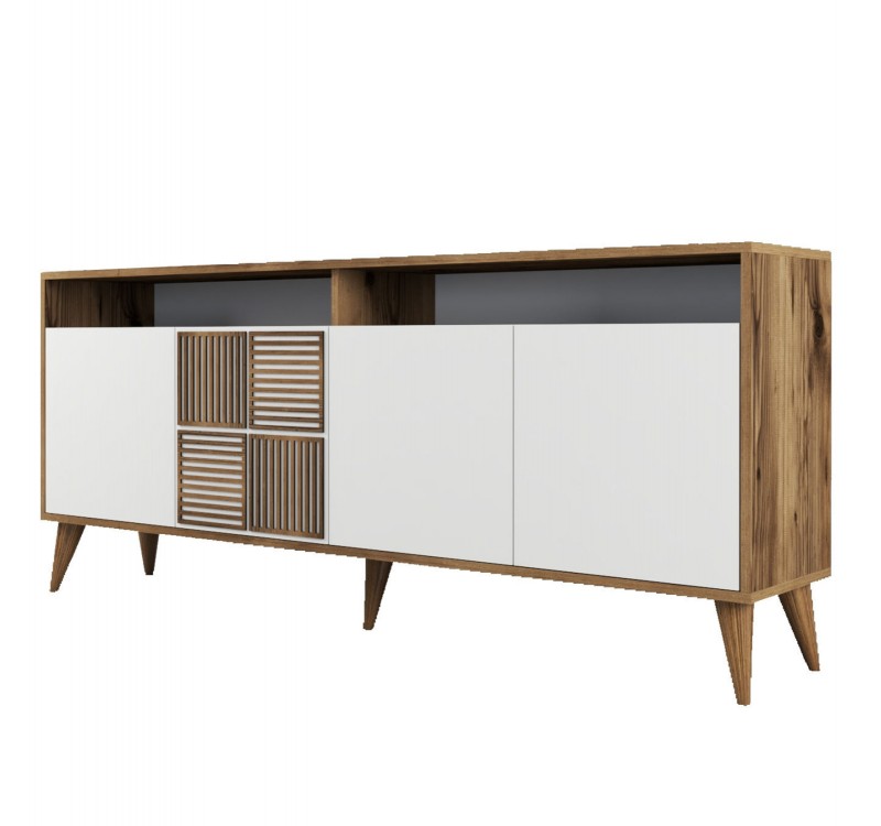 ΜΠΟΥΦΕΣ ΜΕΛΑΜΙΝΗΣ ΣΕ ΚΑΡΥΔΙ ΧΡΩΜΑ ΜΕ ΛΕΥΚΕΣ ΠΟΡΤΕΣ 180x35x78.6Υεκ.HM9431.02