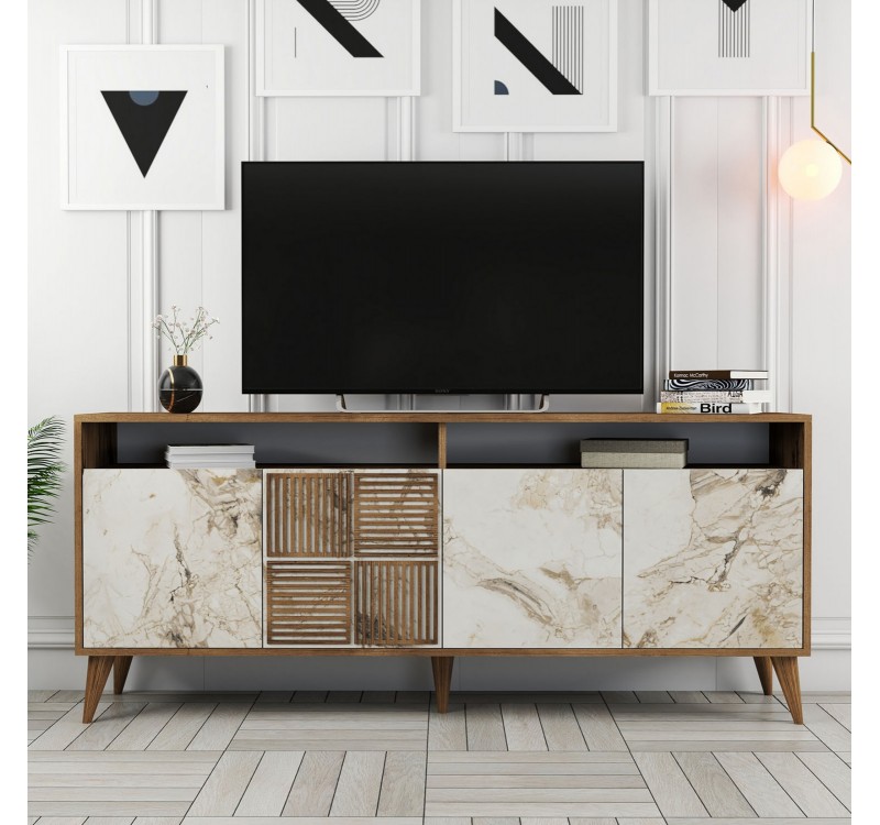 ΜΠΟΥΦΕΣ ΜΕΛΑΜΙΝΗΣ ΚΑΡΥΔΙ ΜΕ ΠΟΡΤΕΣ ΣΕ ΕΦΕ ΛΕΥΚΟ ΜΑΡΜΑΡΟ 180x35x78,6Yεκ.HM9431.03