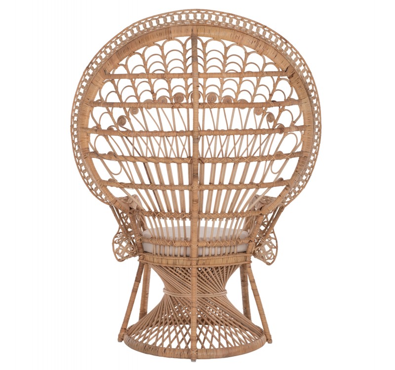 ΠΟΛΥΘΡΟΝΑ ROYAL PEACOCK HM9342 RATTAN ΣΕ ΦΥΣΙΚΟ-ΜΑΞΙΛΑΡΙ ΜΠΕΖ 114x72x150Yεκ.