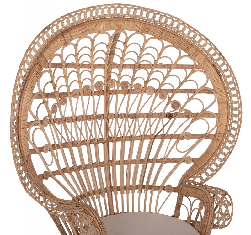 ΠΟΛΥΘΡΟΝΑ ROYAL PEACOCK HM9342 RATTAN ΣΕ ΦΥΣΙΚΟ-ΜΑΞΙΛΑΡΙ ΜΠΕΖ 114x72x150Yεκ.