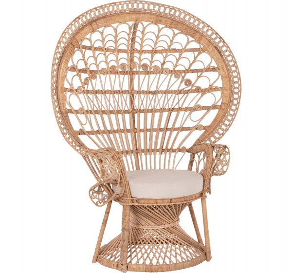 ΠΟΛΥΘΡΟΝΑ ROYAL PEACOCK HM9342 RATTAN ΣΕ ΦΥΣΙΚΟ-ΜΑΞΙΛΑΡΙ ΜΠΕΖ 114x72x150Yεκ.