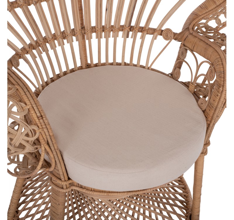 ΠΟΛΥΘΡΟΝΑ ROYAL PEACOCK HM9342 RATTAN ΣΕ ΦΥΣΙΚΟ-ΜΑΞΙΛΑΡΙ ΜΠΕΖ 114x72x150Yεκ.