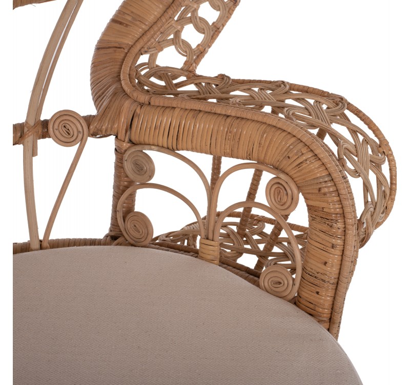 ΠΟΛΥΘΡΟΝΑ ROYAL PEACOCK HM9342 RATTAN ΣΕ ΦΥΣΙΚΟ-ΜΑΞΙΛΑΡΙ ΜΠΕΖ 114x72x150Yεκ.