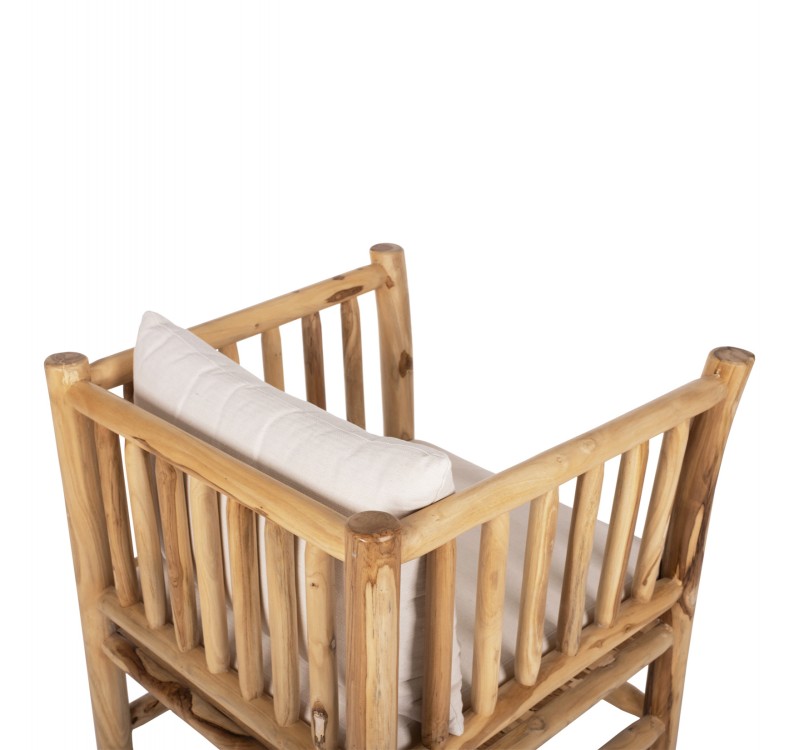 ΣΕΤ ΣΑΛΟΝΙ 4ΤΜΧ EDDARD HM9340 ΑΠΟ ΜΑΣΙΦ ΞΥΛΟ TEAK  ΦΥΣΙΚΟ - ΛΕΥΚΟ