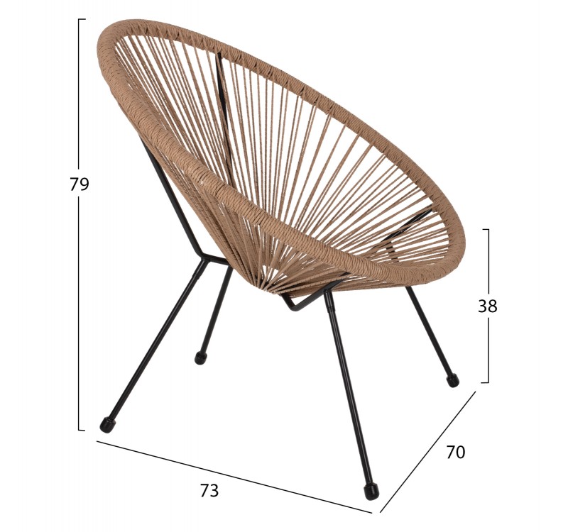 ΠΟΛΥΘΡΟΝΑ ACAPULCO Τ. ΦΩΛΙΑ ΜΕΤΑΛΛΟ ΜΑΥΡΟ ΜΕ TWISTED WICKER HM5871.01 70x73x79 εκ.