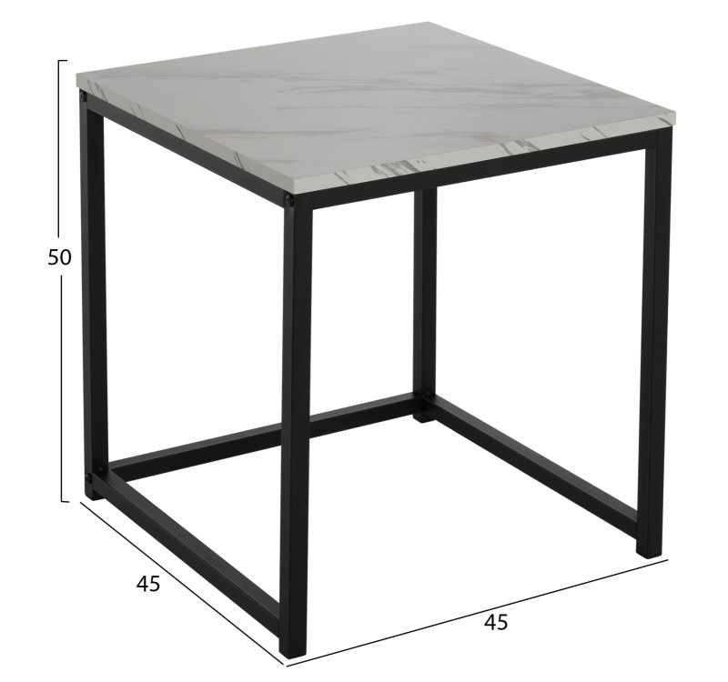 ΖΙΓΚΟΝ GRELAY 2 ΤΕΜ MDF ΟΨΗ ΜΑΡΜΑΡΟΥ & ΜΕΤΑΛΛΟ HM8762.12 45Χ45Χ50εκ. & 37Χ37Χ43 εκ.