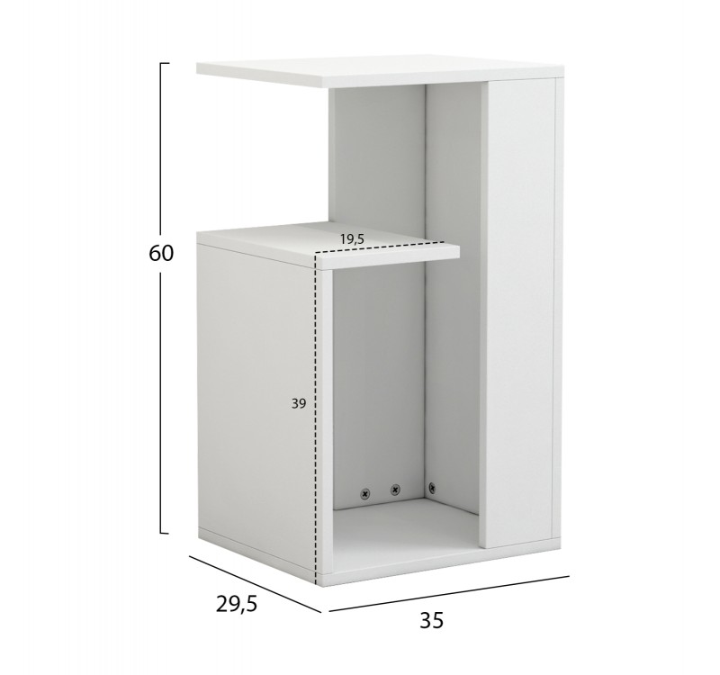 ΒΟΗΘΗΤΙΚΟ ΤΡΑΠΕΖΙ DAWN ΜΕΛΑΜΙΝΗΣ ΛΕΥΚΟ 35X29,5X60Yεκ.HM8880.11