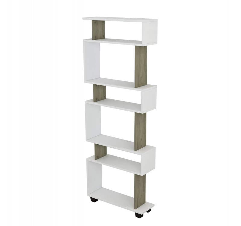 ΒΙΒΛΙΟΘΗΚΗ ΜΕΛΑΜΙΝΗΣ OWLOLIVE GREY ΛΕΥΚΟ 60x19,5x165Yεκ.HM8923.11