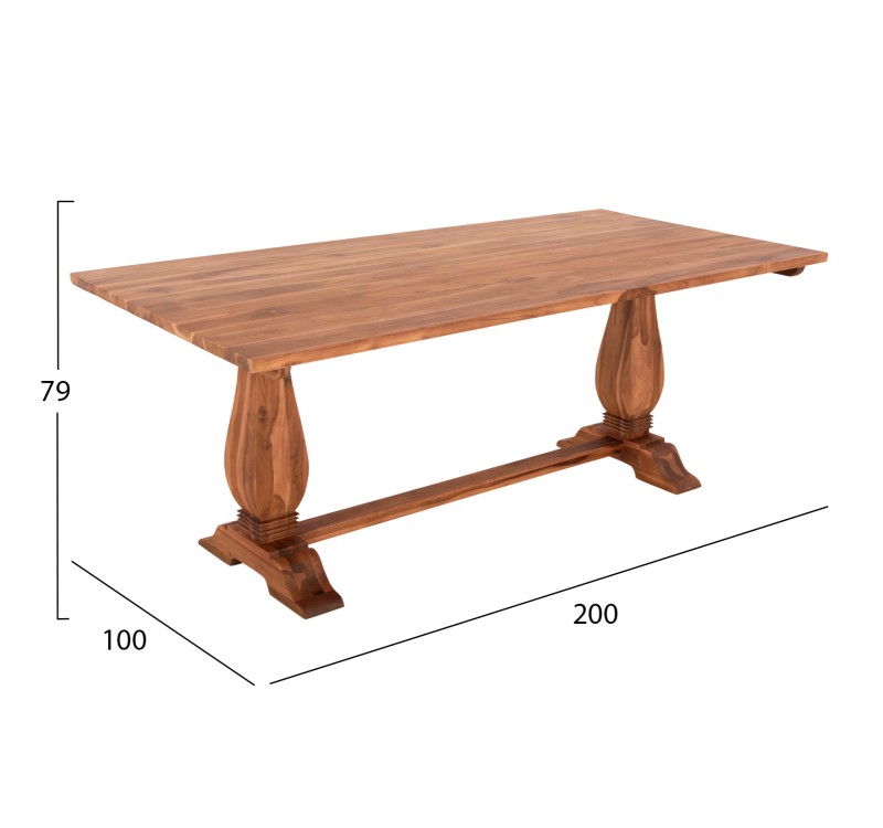 ΤΡΑΠΕΖΙ ΤΡΑΠΕΖΑΡΙΑΣ GUIN HM9463.01 ΤΕΑΚ ΞΥΛΟ ΣΚΑΛΙΣΤΑ ΠΟΔΙΑ 200x100x78Yεκ.