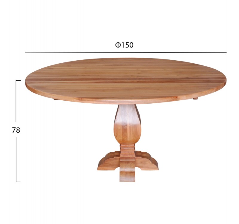 ΤΡΑΠΕΖΙ ΣΤΡΟΓΓΥΛΟ VEDU HM9464.01 ΤΕΑΚ ΞΥΛΟ ΣΚΑΛΙΣΤΟ ΠΟΔΙ Φ150x78Υεκ.