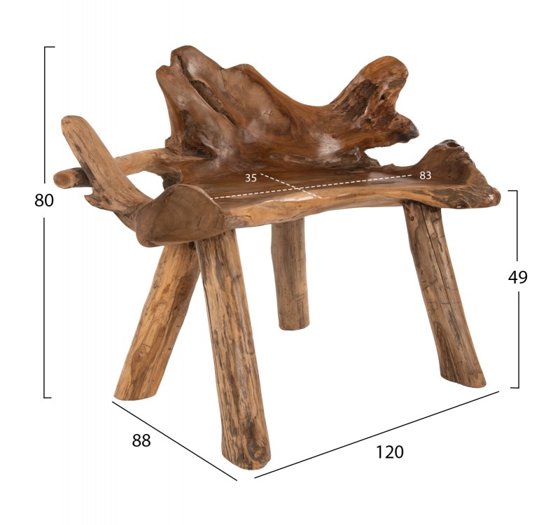 ΠΑΓΚΑΚΙ HM9348 ΑΠΟ ΜΑΣΙΦ ΞΥΛΟ TΕΑK ΦΥΣΙΚΟ 120x88x80 εκ.