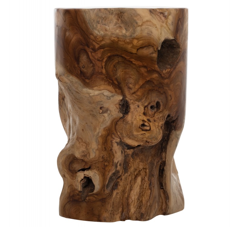 ΒΟΗΘΗΤΙΚΟ ΤΡΑΠΕΖΑΚΙ ΣΤΡΟΓΓΥΛΟ ΑΠΟ ΜΑΣΙΦ ΞΥΛΟ ΤEAK ΦΥΣΙΚΟ Φ30X45Υεκ.HM9350