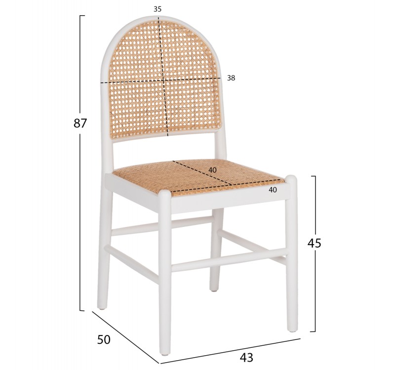 ΚΑΡΕΚΛΑ ΑΠΟ ΟΞΙΑ ΣΕ ΛΕΥΚΟ-RATTAN ΜΠΕΖ HM9407.03 43x50x87Yεκ.
