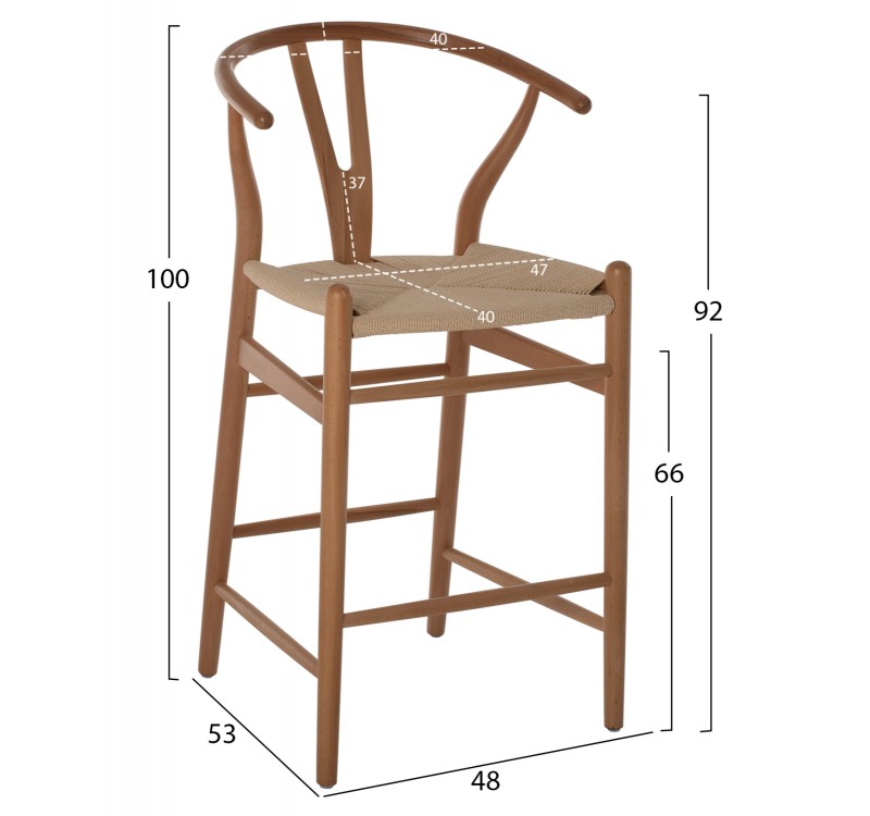 ΣΚΑΜΠΟ ΜΕΣΑΙΟΥ ΥΨΟΥΣ BRAVE ΟΞΙΑ ΜΕ ΔΙΧΑΛΩΤΗ ΠΛΑΤΗ ΦΥΣΙΚΟ HM9405.01 48x53x100Yεκ.