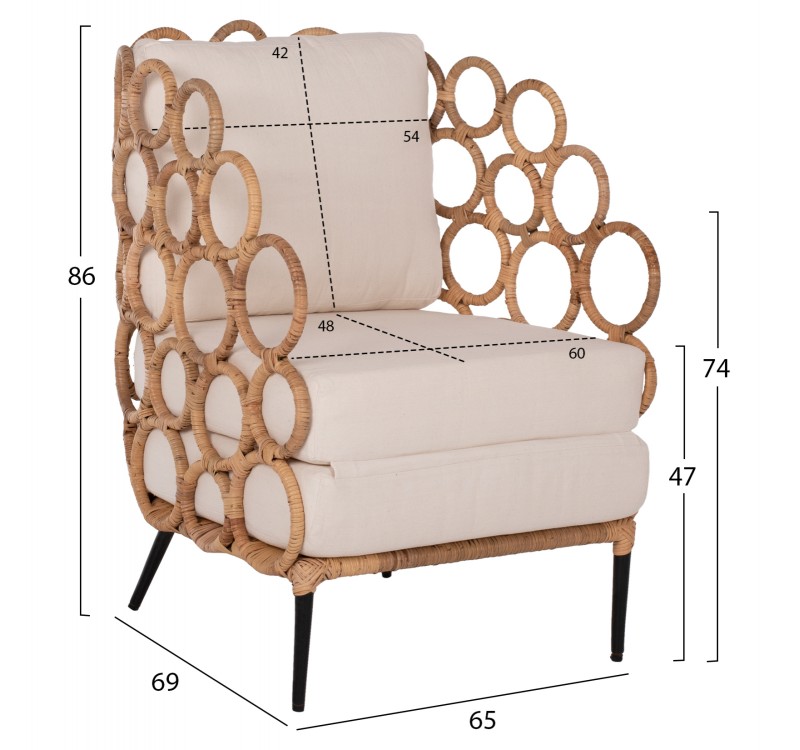 ΠΟΛΥΘΡΟΝΑ RINGER HM9341 ΑΠΟ RATTAN-ΜΕΤΑΛΛΟ ΦΥΣΙΚΟ ΧΡΩΜΑ 65x69x86Y εκ.