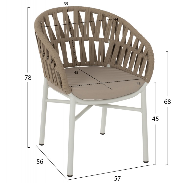 ΠΟΛΥΘΡΟΝΑ ΑΛΟΥΜΙΝΙΟΥ ΛΕΥΚΗ ΜΕ ΣΧΟΙΝΙ ΜΠΕΖ 57x56x78Y εκ.HM5857.02