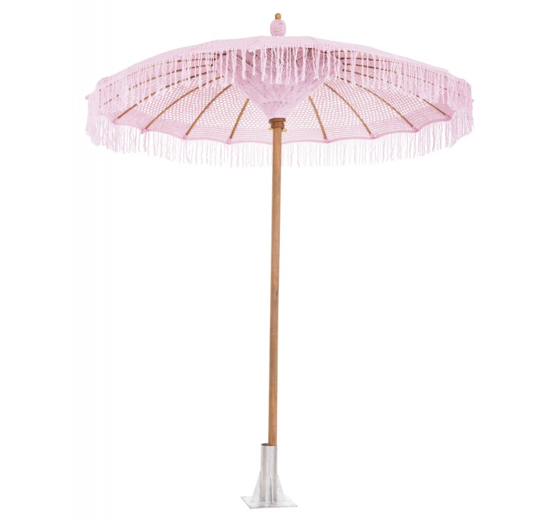 ΟΜΠΡΕΛΑ ΜΠΑΛΙΝΕΖΙΚΗ ΜΑΚΡΑΜΕ ΡΟΖ ΞΥΛO TEAK Φ200X260εκ. HM6035.04