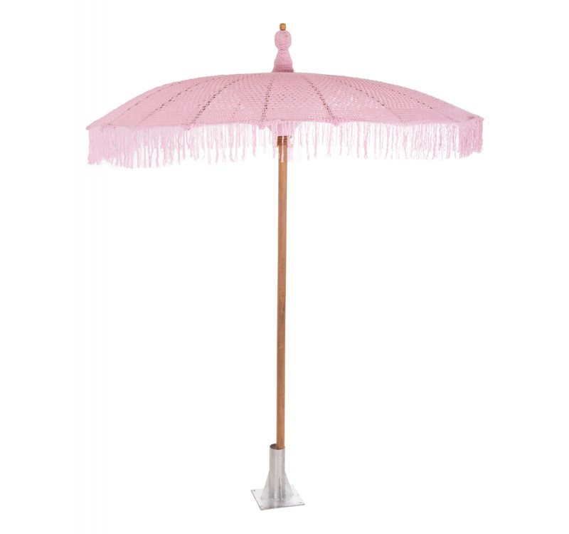 ΟΜΠΡΕΛΑ ΜΠΑΛΙΝΕΖΙΚΗ ΜΑΚΡΑΜΕ ΡΟΖ ΞΥΛO TEAK Φ200X260εκ. HM6035.04