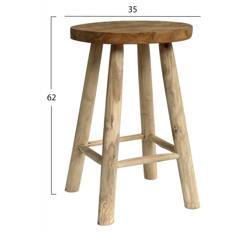 ΣΚΑΜΠΟ ΜΠΑΡ KONT ΑΠΟ ΤΕΑΚ ΞΥΛΟ ΦΥΣΙΚΟ ΜΕΣΑΙΟΥ ΥΨΟΥΣ Φ30x62Yεκ. HM9479