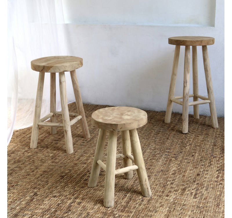 ΣΚΑΜΠΟ ΜΠΑΡ KONT ΑΠΟ ΤΕΑΚ ΞΥΛΟ ΦΥΣΙΚΟ ΜΕΣΑΙΟΥ ΥΨΟΥΣ Φ30x62Yεκ. HM9479