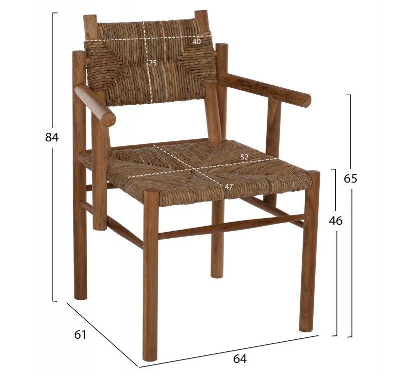 ΠΟΛΥΘΡΟΝΑ ROVER HM9378 ΑΠΟ ΜΑΣΙΦ ΞΥΛΟ ΤEAΚ & ΨΑΘΑ- ΦΥΣΙΚΟ 64Χ61Χ84 εκ.