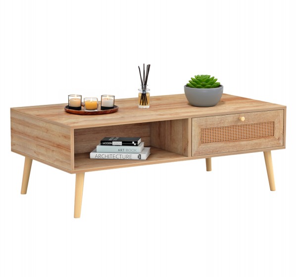 ΤΡΑΠΕΖΙ ΣΑΛΟΝΙΟΥ ΜΕΛΑΜΙΝΗΣ COLM RATTAN HM9224.11 ΣΕ ΦΥΣΙΚΟ ΧΡΩΜΑ 110x59x39,5Yεκ.