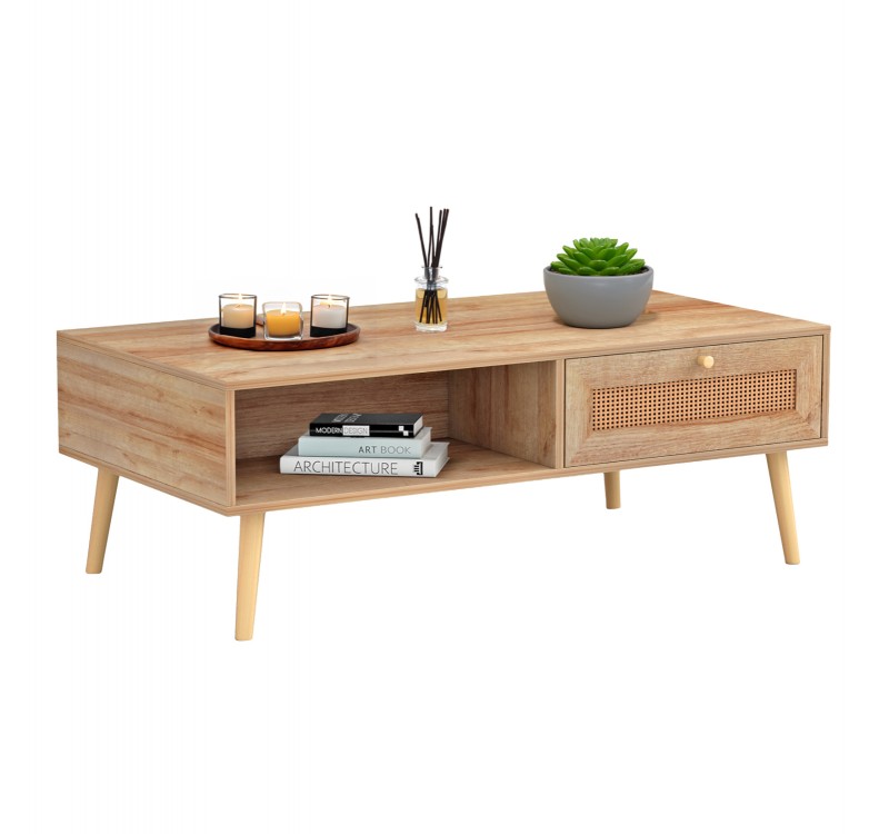 ΤΡΑΠΕΖΙ ΣΑΛΟΝΙΟΥ ΜΕΛΑΜΙΝΗΣ COLM RATTAN HM9224.11 ΣΕ ΦΥΣΙΚΟ ΧΡΩΜΑ 110x59x39,5Yεκ.