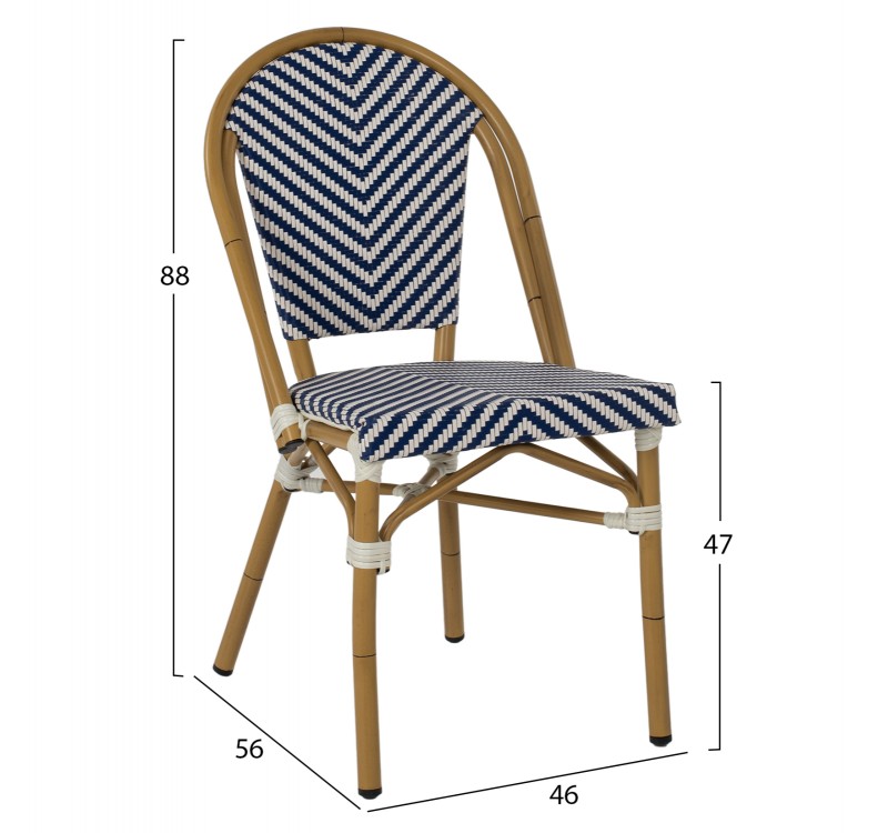 ΚΑΡΕΚΛΑ BAMBOO LOOK ΜΠΛΕ-ΛΕΥΚΟ HM5860.02 46x56x88Y εκ.