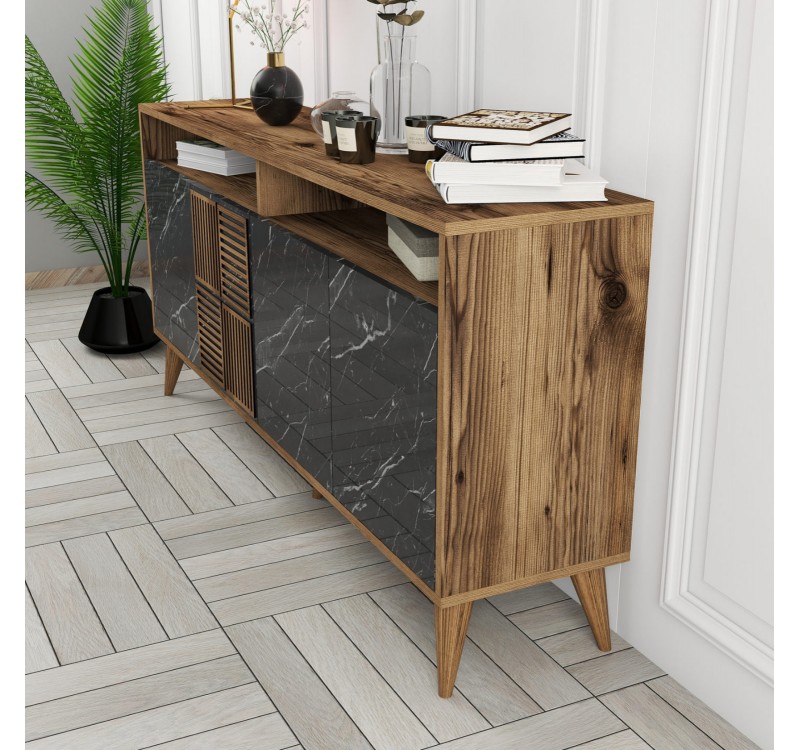 ΜΠΟΥΦΕΣ ΜΕΛΑΜΙΝΗΣ ΚΑΡΥΔΙ ΜΕ ΟΨΗ ΜΑΥΡΟΥ ΜΑΡΜΑΡΟΥ HM9506.02  160x35x78Υ εκ.