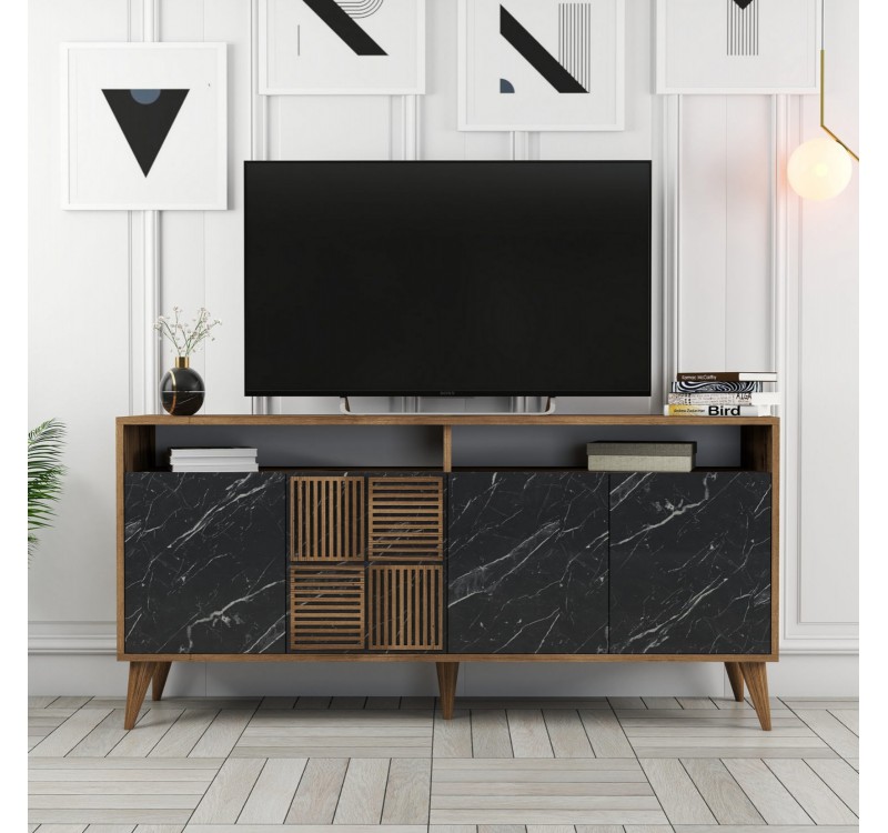 ΜΠΟΥΦΕΣ ΜΕΛΑΜΙΝΗΣ ΚΑΡΥΔΙ ΜΕ ΟΨΗ ΜΑΥΡΟΥ ΜΑΡΜΑΡΟΥ HM9506.02  160x35x78Υ εκ.