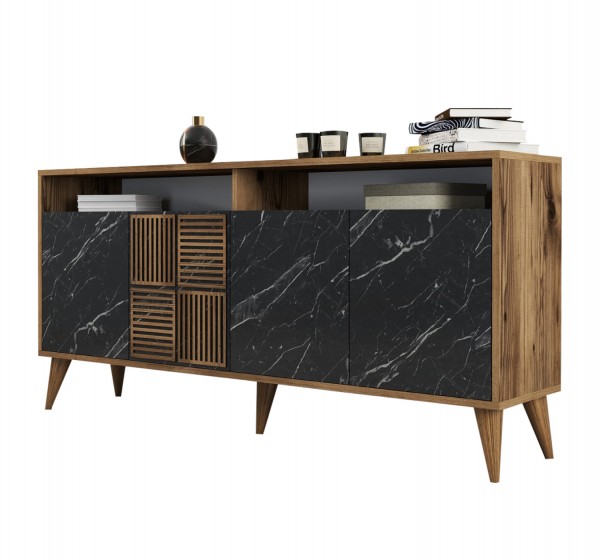 ΜΠΟΥΦΕΣ ΜΕΛΑΜΙΝΗΣ ΚΑΡΥΔΙ ΜΕ ΟΨΗ ΜΑΥΡΟΥ ΜΑΡΜΑΡΟΥ HM9506.02  160x35x78Υ εκ.