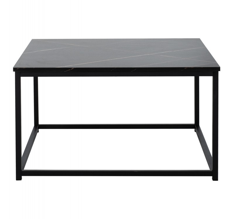 ΤΡΑΠΕΖΙ ΣΑΛΟΝΙΟΥ BRAYLEN HM8942.13 ΤΕΤΡΑΓΩΝΟ ΜΕ ΜΕΛΑΜΙΝΗ ΜΑΥΡΟ ΜΑΡΜΑΡΟ 75x75x43Υεκ.