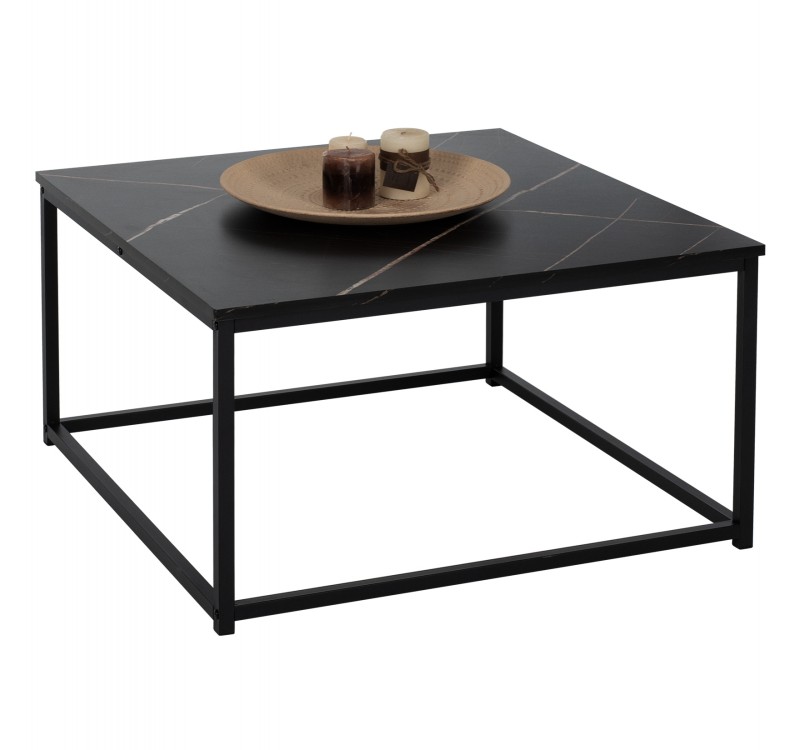 ΤΡΑΠΕΖΙ ΣΑΛΟΝΙΟΥ BRAYLEN HM8942.13 ΤΕΤΡΑΓΩΝΟ ΜΕ ΜΕΛΑΜΙΝΗ ΜΑΥΡΟ ΜΑΡΜΑΡΟ 75x75x43Υεκ.