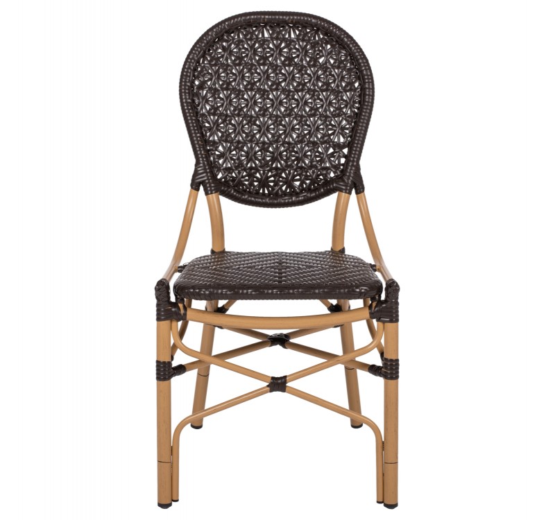 ΚΑΡΕΚΛΑ ΑΛΟΥΜΙΝΙΟΥ BAMBOO LOOK ΜΕ ΚΑΦΕ PE RATTAN HM5925.01 47x58x95Yεκ.